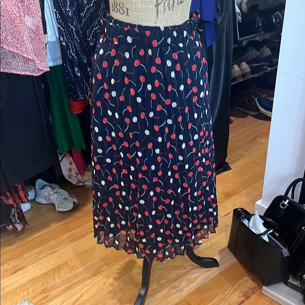 Ann Taylor Chic Blue  and Red Polka Dot Skirt